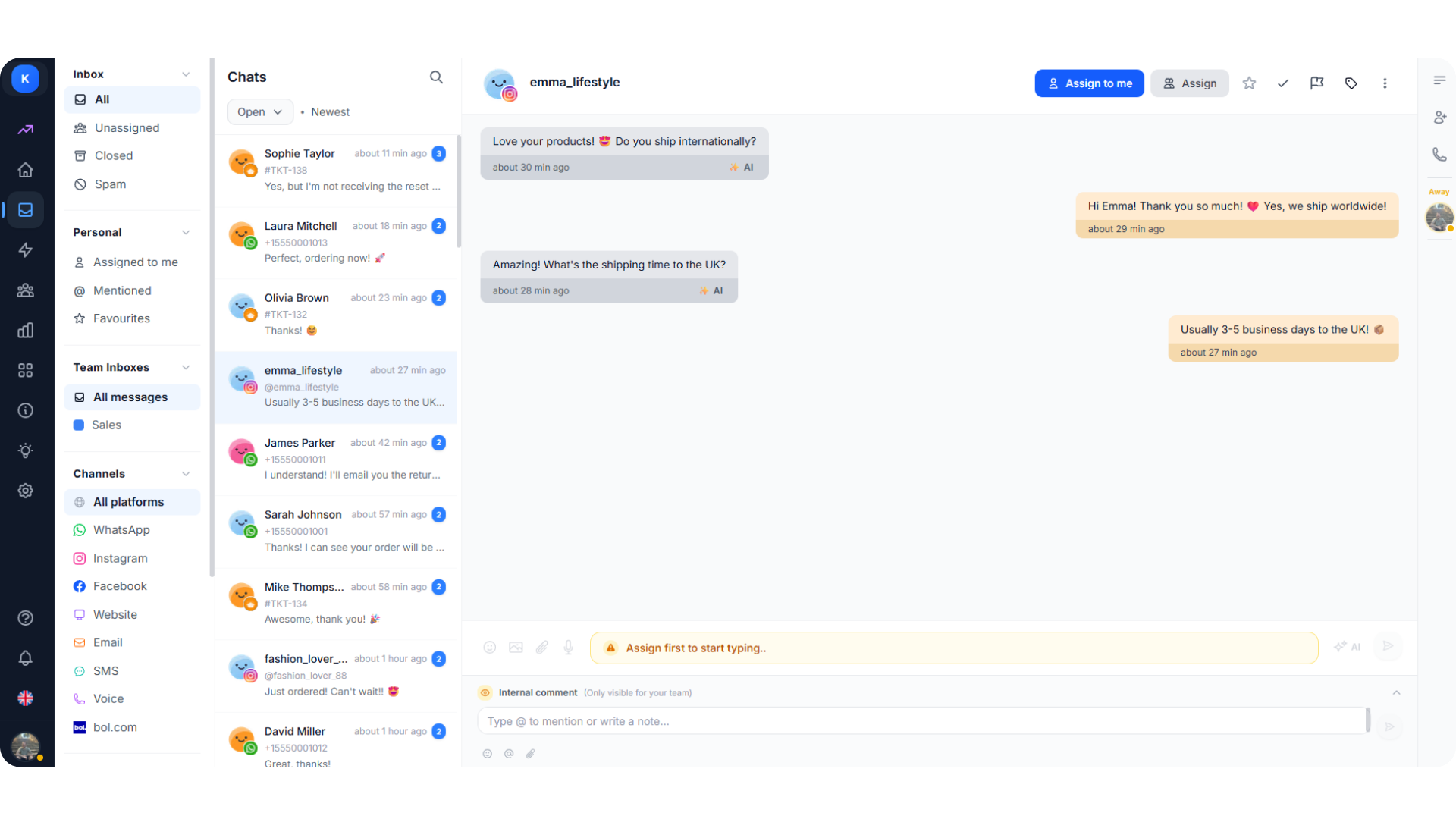 Bugalou Inbox - Alle kanalen in één overzicht